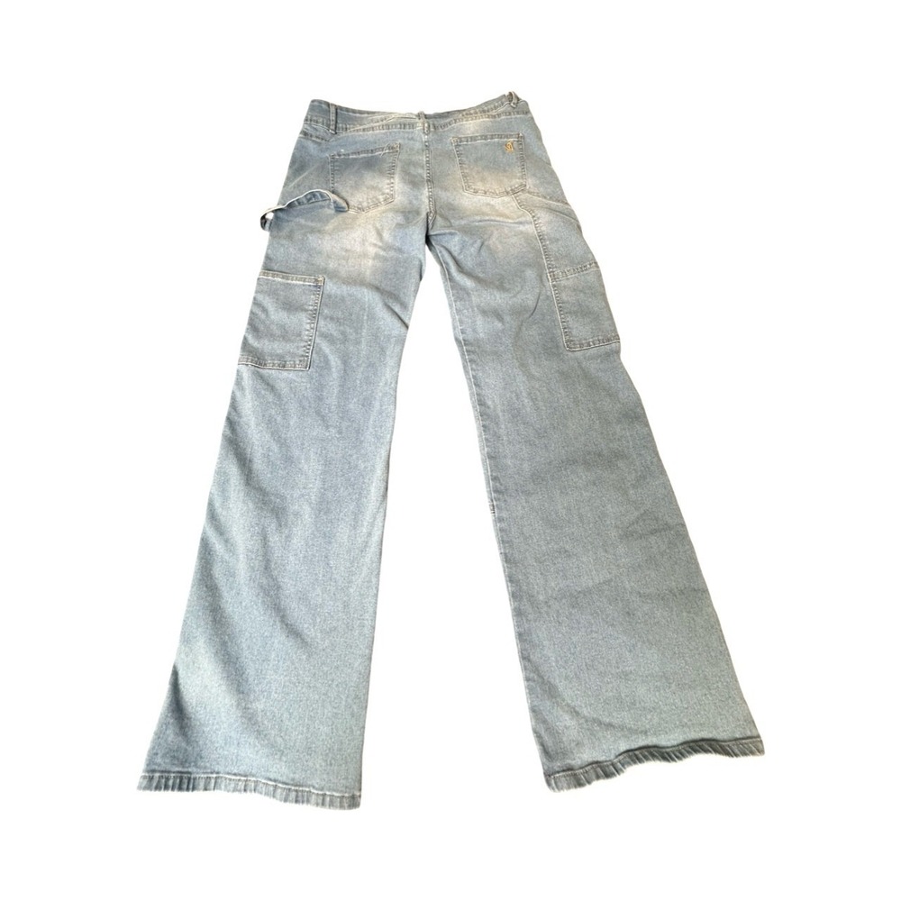 V.I.P. Jeans Flare Pants Women 15/16 Light Blue Wide Leg Utility Carpenter Denim